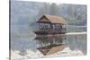 Laos, Sainyabuli. Elephant Conservation Center water shuttle on Nam Tien Reservoir.-Walter Bibikow-Stretched Canvas