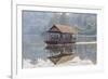 Laos, Sainyabuli. Elephant Conservation Center water shuttle on Nam Tien Reservoir.-Walter Bibikow-Framed Photographic Print