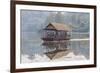 Laos, Sainyabuli. Elephant Conservation Center water shuttle on Nam Tien Reservoir.-Walter Bibikow-Framed Photographic Print