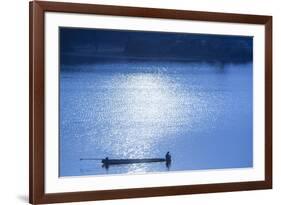 Laos, Sainyabuli. Nam Tien Reservoir, boats.-Walter Bibikow-Framed Photographic Print