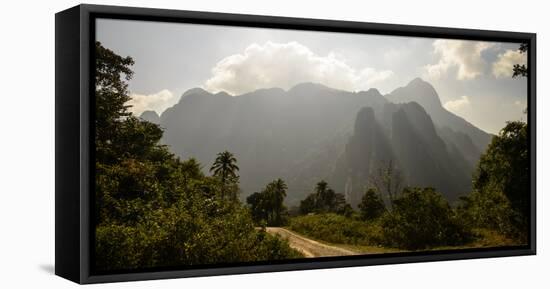 Laos, Vang Vieng. Dirt Road and Mountains-Matt Freedman-Framed Stretched Canvas