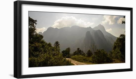 Laos, Vang Vieng. Dirt Road and Mountains-Matt Freedman-Framed Photographic Print