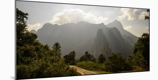 Laos, Vang Vieng. Dirt Road and Mountains-Matt Freedman-Mounted Photographic Print