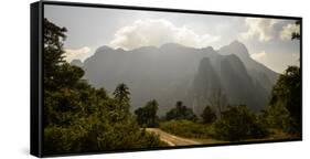Laos, Vang Vieng. Dirt Road and Mountains-Matt Freedman-Framed Stretched Canvas