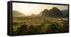 Laos, Vang Vieng. Sunset View from Hot Air Balloon-Matt Freedman-Framed Stretched Canvas