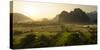Laos, Vang Vieng. Sunset View from Hot Air Balloon-Matt Freedman-Stretched Canvas