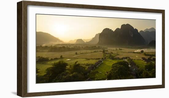 Laos, Vang Vieng. Sunset View from Hot Air Balloon-Matt Freedman-Framed Photographic Print