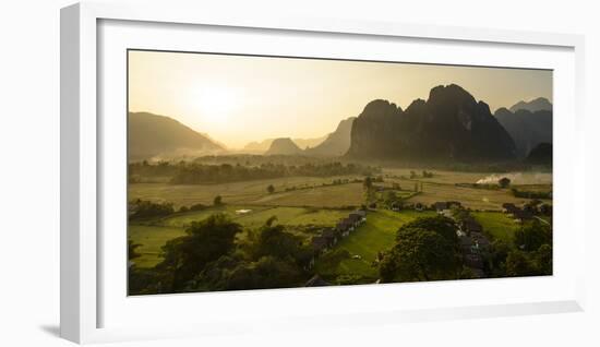 Laos, Vang Vieng. Sunset View from Hot Air Balloon-Matt Freedman-Framed Photographic Print