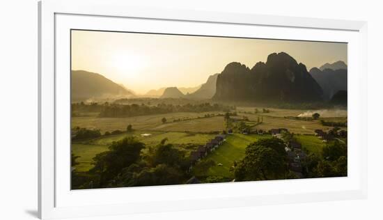 Laos, Vang Vieng. Sunset View from Hot Air Balloon-Matt Freedman-Framed Photographic Print