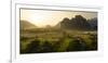 Laos, Vang Vieng. Sunset View from Hot Air Balloon-Matt Freedman-Framed Photographic Print