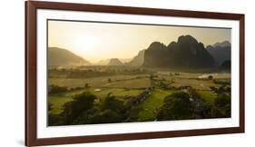 Laos, Vang Vieng. Sunset View from Hot Air Balloon-Matt Freedman-Framed Photographic Print