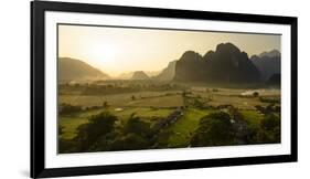 Laos, Vang Vieng. Sunset View from Hot Air Balloon-Matt Freedman-Framed Photographic Print