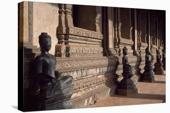 Laos, Vientiane, Detail of Wat Phra Kaew Temple-null-Stretched Canvas