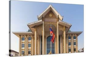 Laos, Vientiane. Lao National Culture Hall exterior.-Walter Bibikow-Stretched Canvas