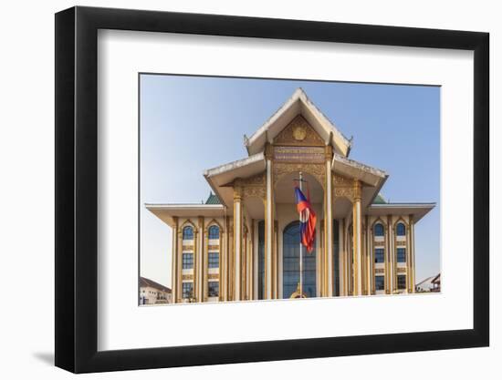 Laos, Vientiane. Lao National Culture Hall exterior.-Walter Bibikow-Framed Premium Photographic Print