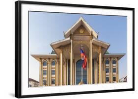 Laos, Vientiane. Lao National Culture Hall exterior.-Walter Bibikow-Framed Photographic Print