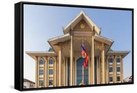 Laos, Vientiane. Lao National Culture Hall exterior.-Walter Bibikow-Framed Stretched Canvas