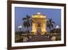 Laos, Vientiane. Patuxai, Victory Monument exterior at dusk.-Walter Bibikow-Framed Photographic Print