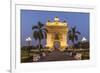 Laos, Vientiane. Patuxai, Victory Monument exterior at dusk.-Walter Bibikow-Framed Photographic Print