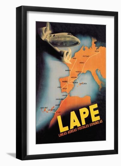 LAPE, Spanish Postal Airlines European Routes-null-Framed Art Print