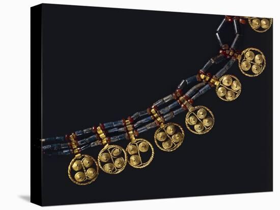 Lapislazuli and Carnelian Necklace with Gold Pendants, from Ur, Iraq-null-Stretched Canvas