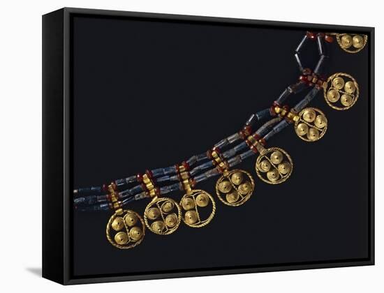 Lapislazuli and Carnelian Necklace with Gold Pendants, from Ur, Iraq-null-Framed Stretched Canvas