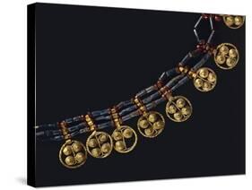 Lapislazuli and Carnelian Necklace with Gold Pendants, from Ur, Iraq-null-Stretched Canvas