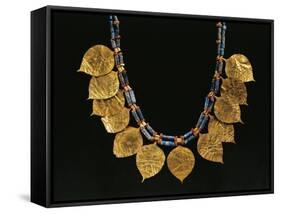 Lapislazuli Necklace with Gold Pendants from Ur, Iraq, Detail, Sumerian Civilization-null-Framed Stretched Canvas