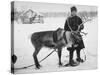 Laplander Helping to Move Reindeer Away from Russian Positions During the Russo-Finnish War-Carl Mydans-Stretched Canvas