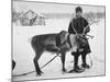 Laplander Helping to Move Reindeer Away from Russian Positions During the Russo-Finnish War-Carl Mydans-Mounted Premium Photographic Print