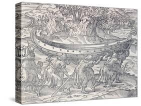 Laplanders Carrying their Boats from One Place to Another, Engraving from Universal Cosmology-Andre Thevet-Stretched Canvas