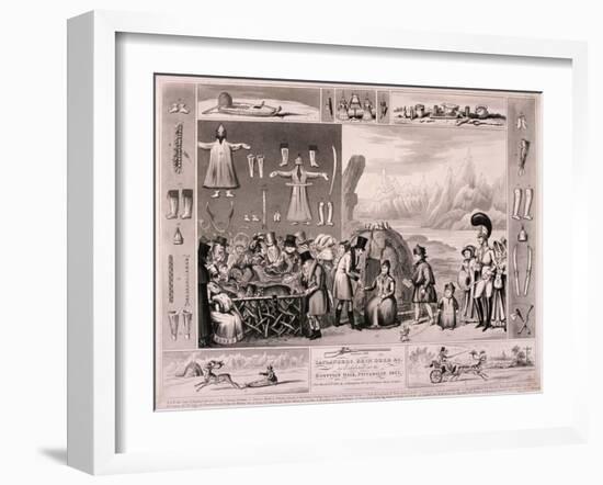 Laplanders on Display in the Egyptian Hall, London, 1822-Isaac Cruikshank-Framed Giclee Print