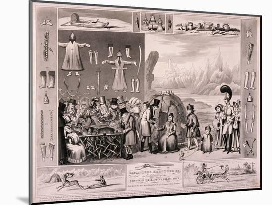 Laplanders on Display in the Egyptian Hall, London, 1822-Isaac Cruikshank-Mounted Giclee Print