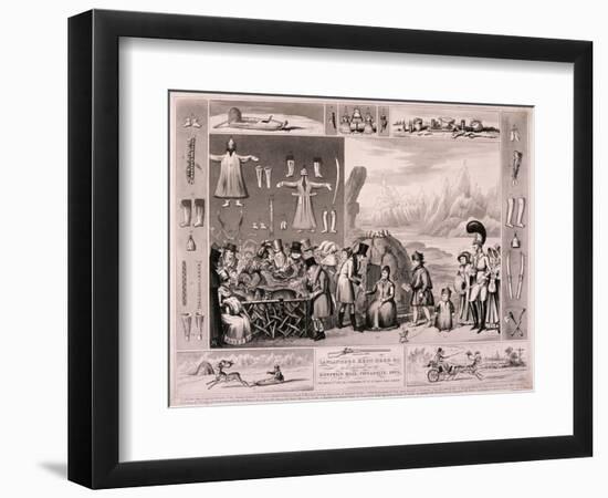 Laplanders on Display in the Egyptian Hall, London, 1822-Isaac Cruikshank-Framed Premium Giclee Print
