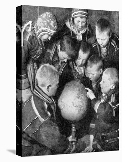 Lapp Children Looking at a Globe, 1936-null-Stretched Canvas