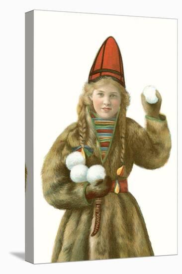 Lapp Girl with Snowballs-null-Stretched Canvas