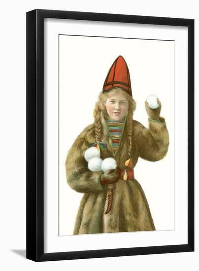 Lapp Girl with Snowballs-null-Framed Art Print