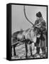 Lapp Tribesman Tending to His Reindeer-Mark Kauffman-Framed Stretched Canvas