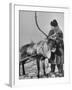 Lapp Tribesman Tending to His Reindeer-Mark Kauffman-Framed Photographic Print