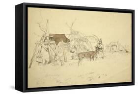 Lapps and Reindeer Beside Huts, North Norway, C.1850-Godfrey Thomas Vigne-Framed Stretched Canvas