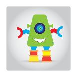 Isolated Robot Toy on White, Illustration-Lar-Stretched Canvas