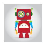 Isolated Robot Toy on White, Illustration-Lar-Stretched Canvas