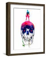 Lara and the Skull Watercolor-Lora Feldman-Framed Art Print