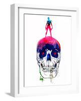 Lara and the Skull Watercolor-Lora Feldman-Framed Art Print