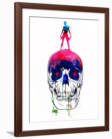 Lara and the Skull Watercolor-Lora Feldman-Framed Art Print