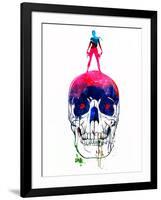 Lara and the Skull Watercolor-Lora Feldman-Framed Art Print