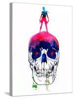 Lara and the Skull Watercolor-Lora Feldman-Stretched Canvas