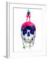 Lara and the Skull Watercolor-Lora Feldman-Framed Art Print