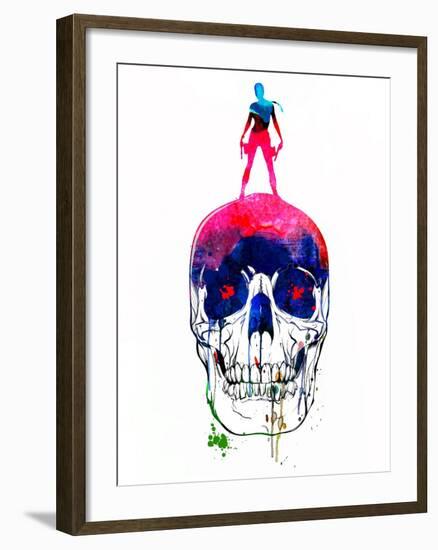 Lara and the Skull Watercolor-Lora Feldman-Framed Art Print