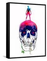 Lara and the Skull Watercolor-Lora Feldman-Framed Stretched Canvas